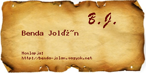 Benda Jolán névjegykártya